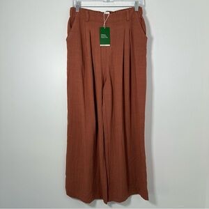 Halara Women’s Rust Orange Wide Leg Pants Size M Petite NWT